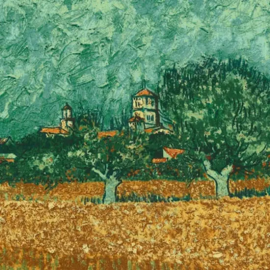 Robert Kaufman Van Gogh Field Scene Cotton Fabric {1}