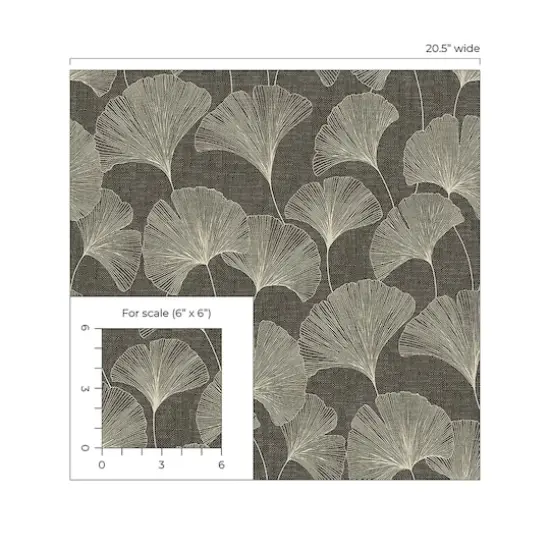 Surface Style Ginkgo Peel & Stick Wallpaper Ebony {5}