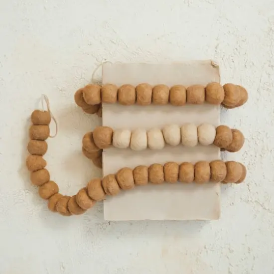 Hello Honey&reg; 6ft. Handmade Wool Felt Ball Garland Brown/Cream {4}