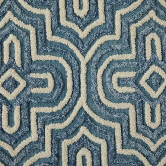 Blue Wool Modern Area Rug 5ft. x 8ft. {6}