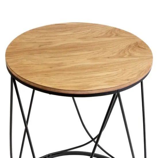 Honey Can Do 24" Round Side Table with Natural Top {4}