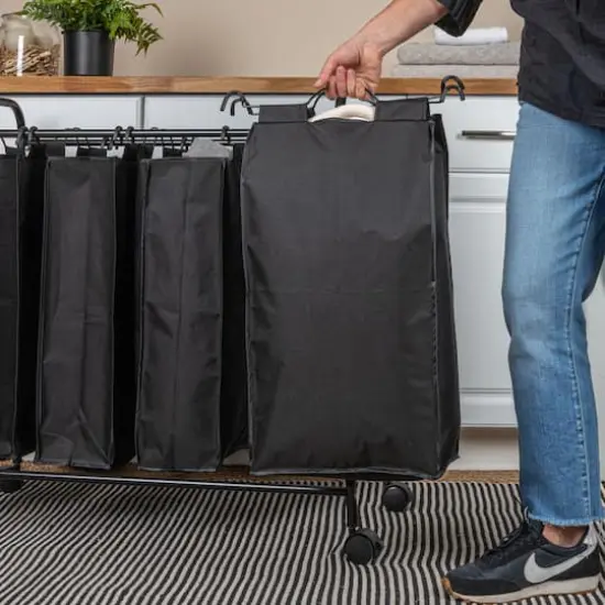 Household Essentials 4-Bag Rolling Laundry Sorter Cart Black {4}