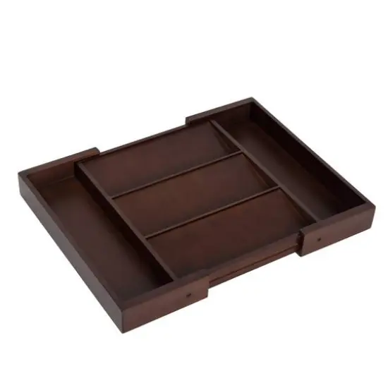 17'' Walnut Expandable Kitchen Drawer Organizer Tray {3}