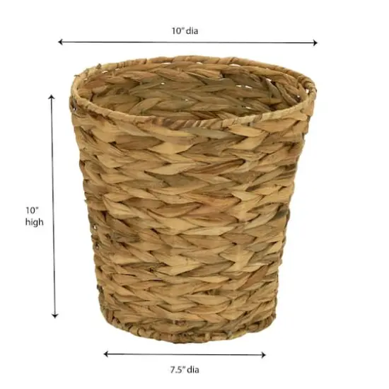 Household Essentials 10" Woven Natural Hyacinth Waste Basket {4}