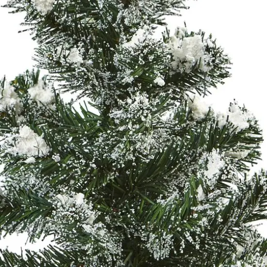 2 Pack 18" Unlit Snowy Mini Pine Artificial Christmas Trees with Tin Planters {4}
