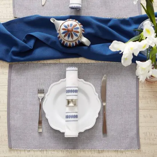 DII&reg; 2-Tone Ribbed Placemats, 6ct. Gray and white {8}