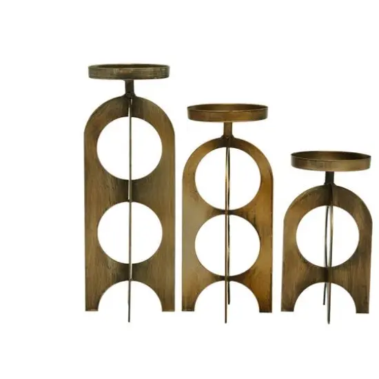 Gold Metal Contemporary Candle Holder Set {6}