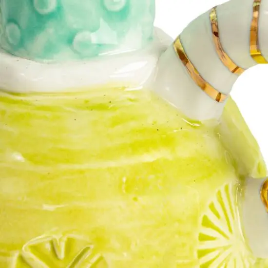 Hello Honey&reg; 5" Tall Multicolor Stoneware Taper Candle Holder with Dual Handles {5}