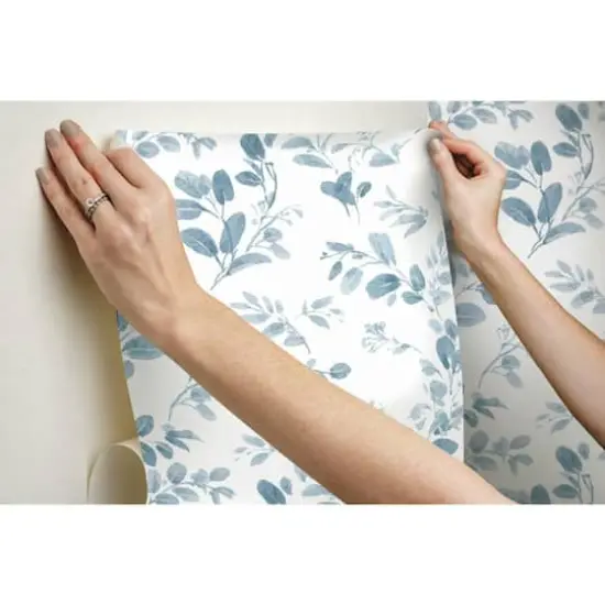 RoomMates Blue Dancing Leaves Peel & Stick Wallpaper {10}