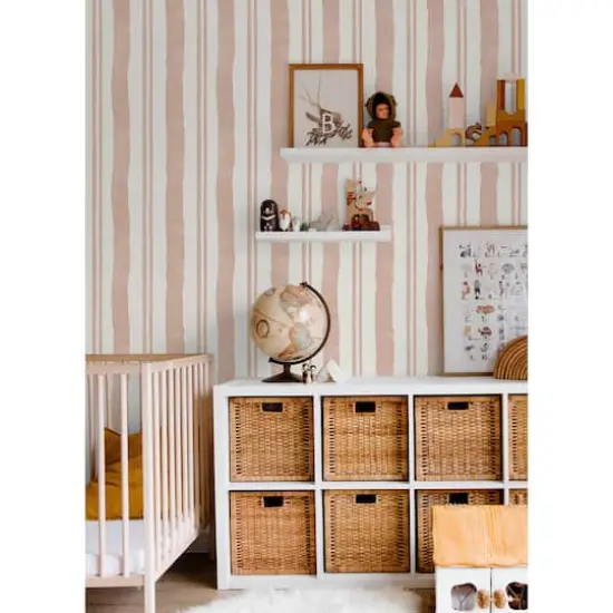 Mr. Kate Winston Watercolor Potter's Clay Peach Stripe Peel & Stick Wallpaper {3}