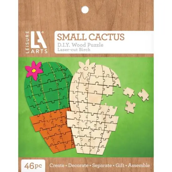 Leisure Arts&reg; Small Cactus D.I.Y. Wood Puzzle {1}