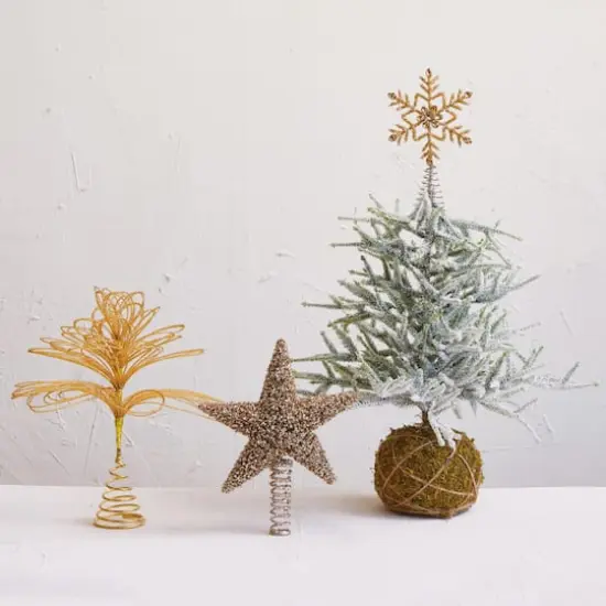 Hello Honey® 9.5" Gold Finish Metal & Glass Beaded Snowflake Tree Topper {3}