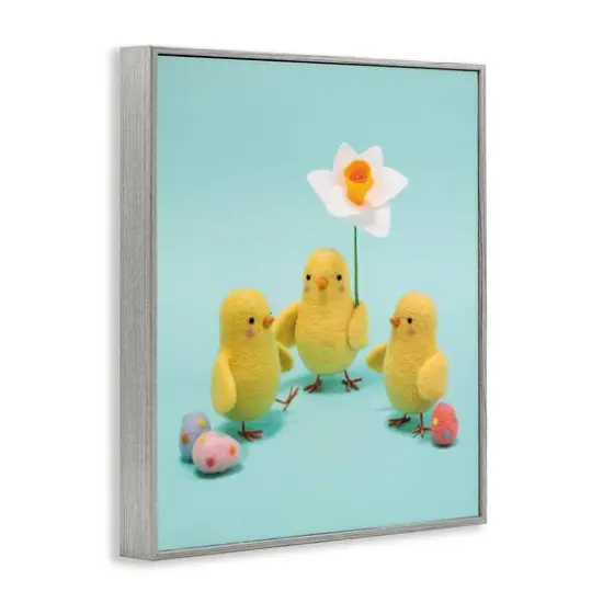 Stupell Industries Spring Chicks Floral Easter Eggs Framed Giclee Art Gray {4}