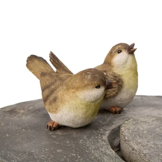 Glitzhome&reg; 25" Polyresin Spring Birds Outdoor Fountain with LED Light {4}