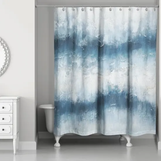 Painterly Abstract Waves Shower Curtain {3}