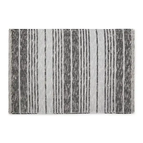 DII&reg; Variegated Stripe Handwoven Recycled Yarn Rug, 2ft. x 3ft. Black {1}