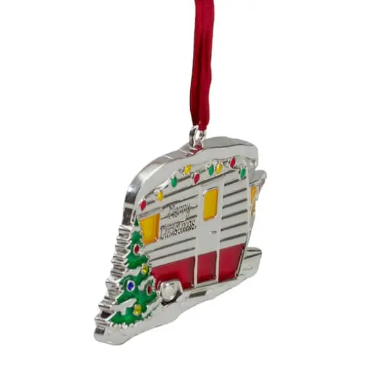 Silver Plated Camper Crystal Embellished Ornament {3}