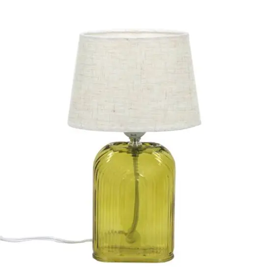14" Ribbed Arches Glass Tabletop Lamp with Fabric Shade by Ashland® Green {1}