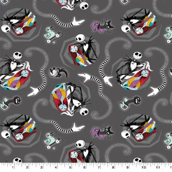Disney Nightmare Before Christmas Jack & Sally Vortex Cotton Fabric {3}