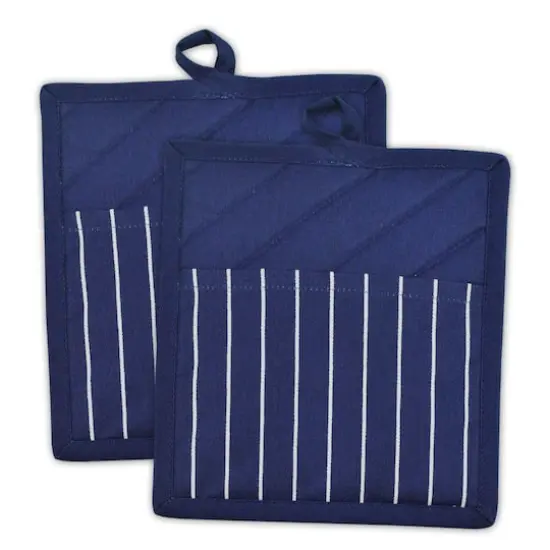 DII&reg; Nautical Blue Stripe Chef Potholders, 6ct. {1}