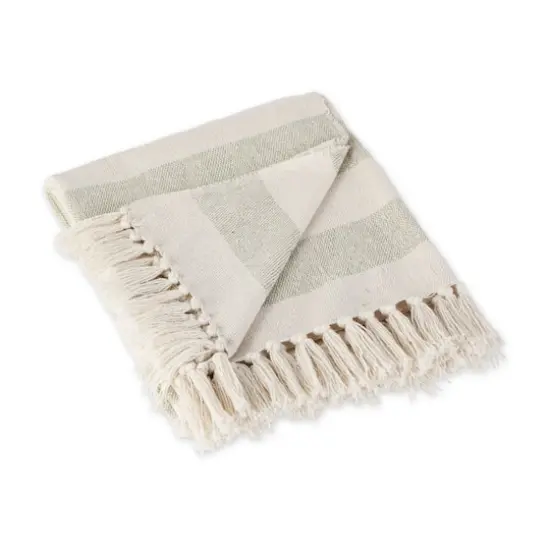 Artichoke / Off White Cabana Stripe Throw {1}