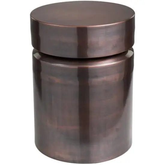 19" Copper Metal Drum Accent Table {1}