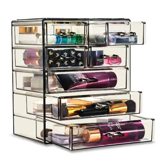 Sorbus Makeup & Jewelry Storage Case with 3 Large & 4 Small Drawers Black {1}