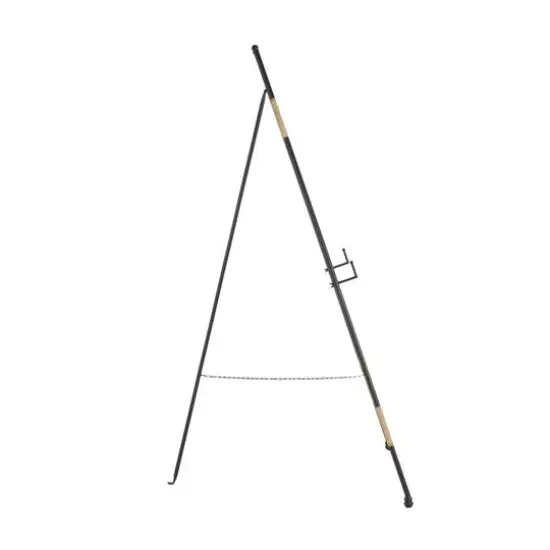 53.5" Black Metal Slim Foldable 2-Tier Easel with Wrapped Rattan Accents {6}