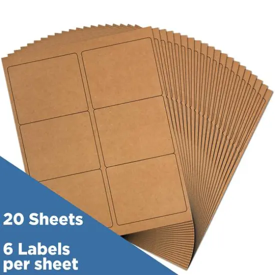 JAM Paper Adhesive Shipping Labels, 3.33" x 4" Kraft Brown {4}