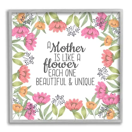 Stupell Industries Mom Beautiful & Unique Framed Giclee Art Gray {1}