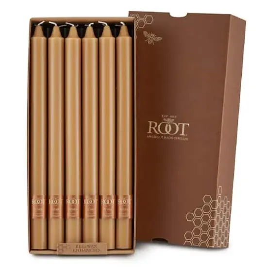 Root Candles Arista&trade; 12" Smooth Taper Candles, 12ct. Beeswax {1}