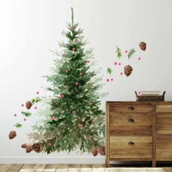 Watercolor Evergreen Peel And Stick Giant Wall Decals {3}