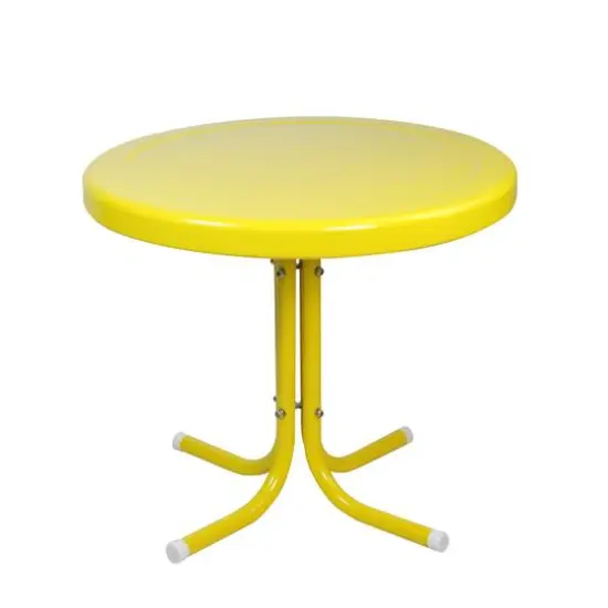 22" Outdoor Retro Tulip Side Table Yellow {1}