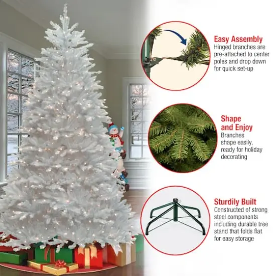 9ft. Pre-Lit Dunhill® White Fir Artificial Christmas Tree, Clear Lights {10}