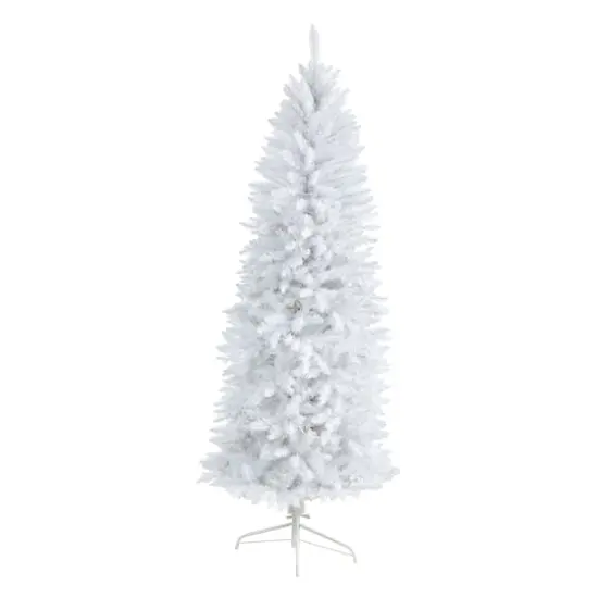 6ft. Pre-Lit White Artificial Christmas Tree, Warm White LED Lights {4}