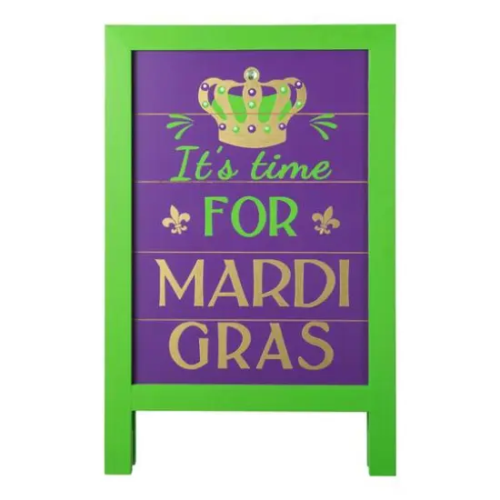 Glitzhome&reg; 24" Mardi Gras Wooden Standing Easel Sign Decor or Hanging Decor {1}