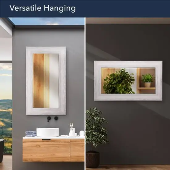 Head West 29" Chrome Textured Frame Accent Wall Mirror {6}