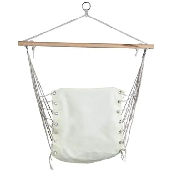 37.25" x 33" Cream Hammock Chair with Wooden Bar {5}