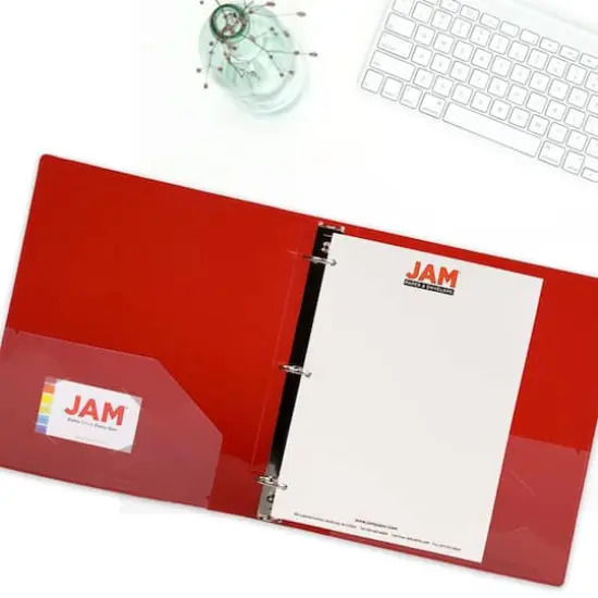 JAM Paper Designders&reg; 2" Red Plastic 3 Metal Ring Binder {3}