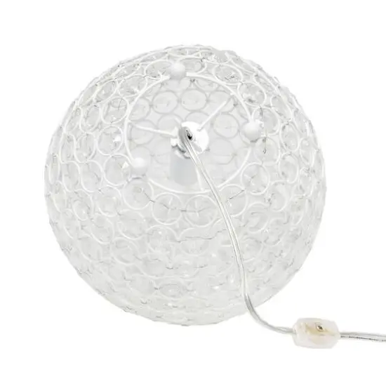 Lalia Home 10" Medium Metal Crystal Round Orb Table Lamp White {11}