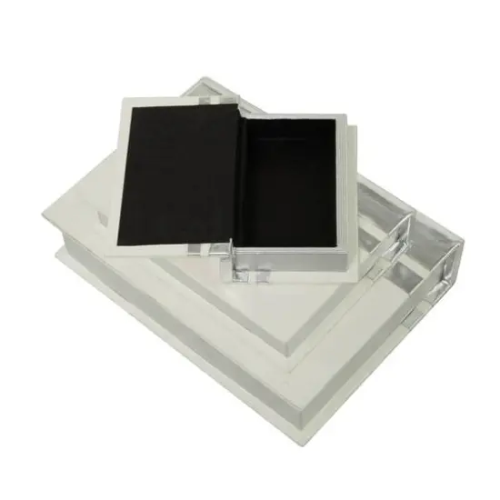 CosmoLiving by Cosmopolitan Silver Faux Leather Faux Book Box with Metallic Finish Set {4}