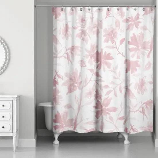 Floral Pattern Shower Curtain Pink {3}