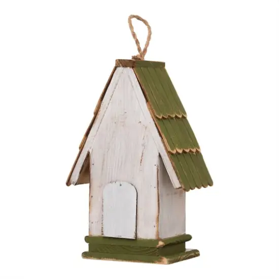 Glitzhome&reg; 11" Hanging Wood Green Roof Garden Decorative Birdhouse {8}