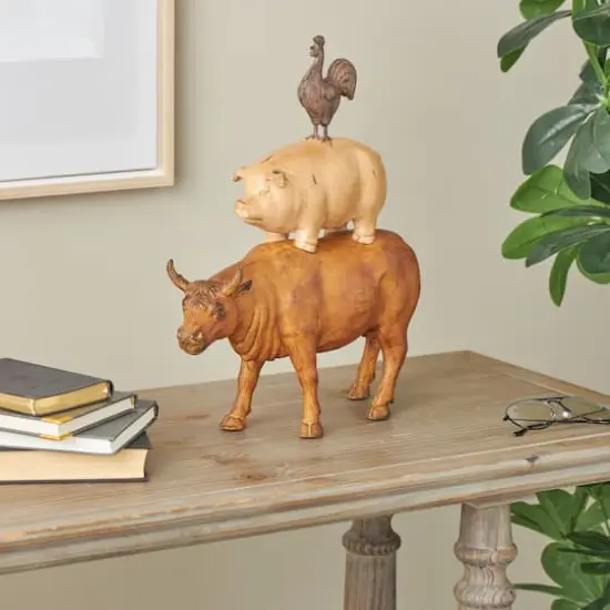 17" Multicolor Farm Animals Stacked Sculpture {9}