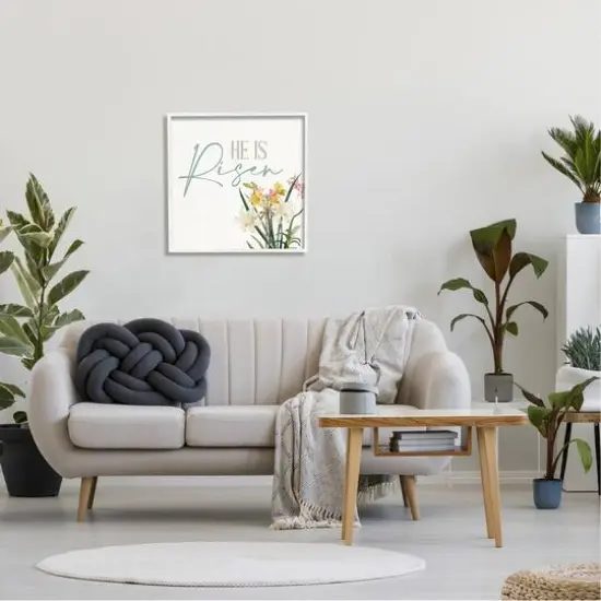 Stupell Industries He Is Risen Religious Easter Holiday Flower Blossoms Framed Giclee Art White {3}