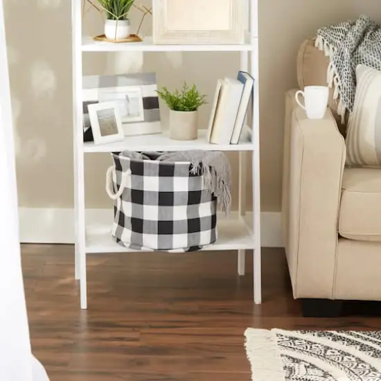 DII&reg; Medium Buffalo Check Round Storage Bin Black/White {7}