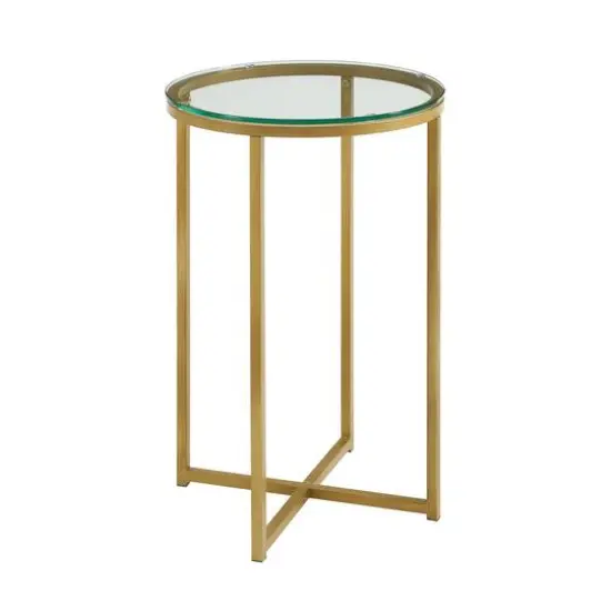 Walker Edison 16" Glam Round Side Table Gold {1}