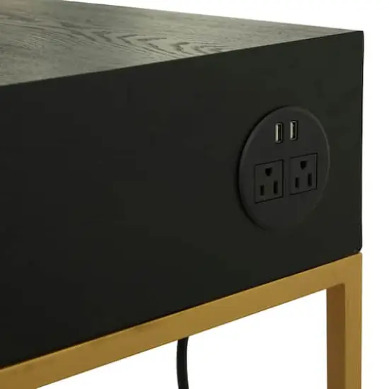 Black Wood Glam Desk, 46" x 20" x 30" {4}