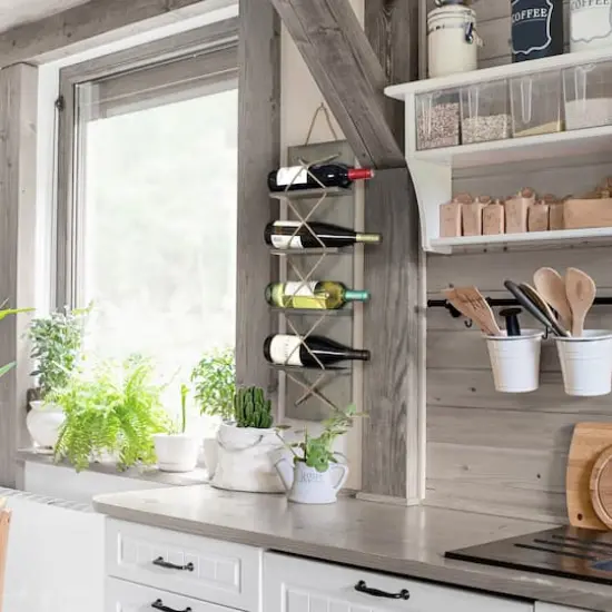 Elegant Designs 4 Bottle Vertical Wall Mounted Wine Rack Rustic Gray {5}