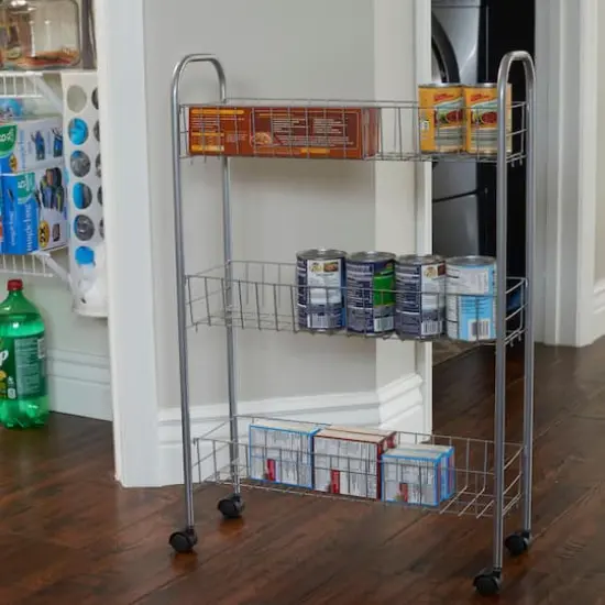 Household Essentials 30" Slim 3-Shelf Storage & Utility Cart Silver {3}